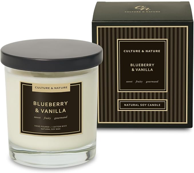 CULTURE & NATURE Natural Soy Wax Candle 7oz Blueberry & Vanilla Scented