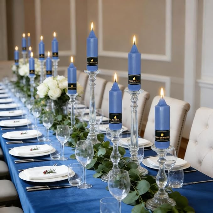 5 inch Short Taper Candle 4 Pack Handmade Haze Blue Candles Unscented Smokeless Pastel Candlesticks for Holiday Wedding Dinner Party Seasonal Celebration Birthday Home Decoration