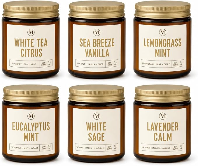 6 Pack Candles for Home Scented - 6 x 3.5oz Soy Wax Candles, 20-25 Hours Long Burn Time, Aromatherapy Candles Gifts Sets for Women Birthday