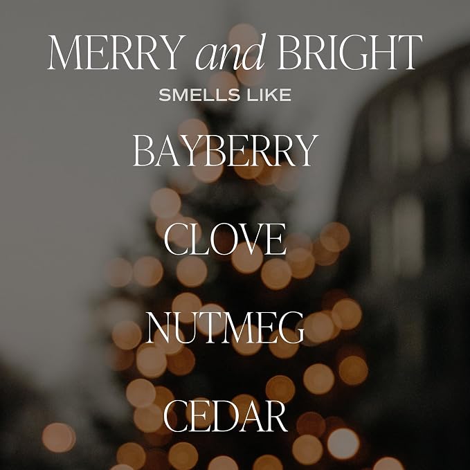 Sweet Water Decor Merry and Bright Candle - Bayberry, Fir, Nutmeg, and Clove Winter Holiday Scented Soy Candles for Home - 9oz Clear Jar, 40 Hour Burn Time, Made in the USA