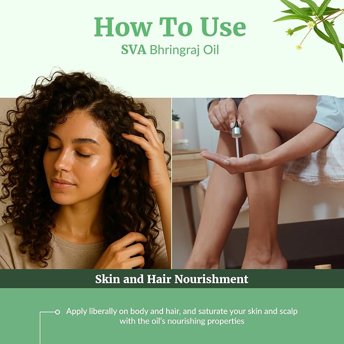 SVA Bhringraj Oil - 16 Fl Oz - for Face, Skin Care, Hair Care, Scalp Massage & Body Massage
