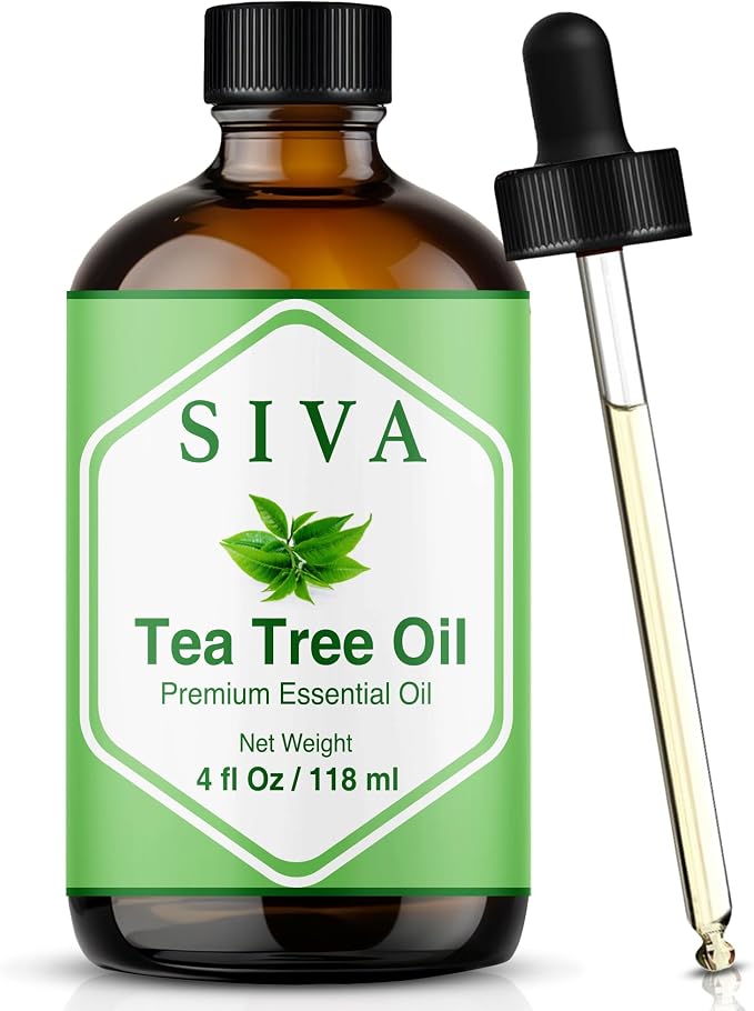 Siva Tea Tree Essential Oil 4 Fl Oz – for Diffuser, Skin & Hair Care – Ideal for Aromatherapy, Massage & DIY Blends- with Dropper