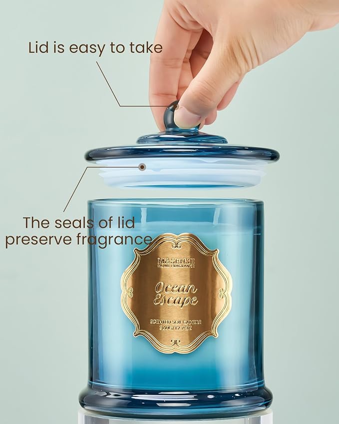 M&SENSE Ocean Escape Scented Candle 12.7oz Home Aromatherapy 2 Wick | Organic Soy, Non-Toxic, Unique Summer Fragrance, Gift for Women
