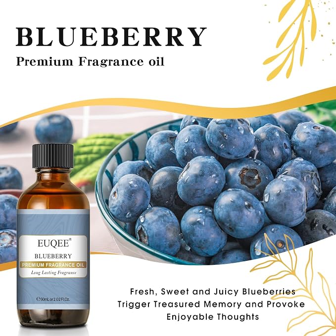 EUQEE Blueberry Fragrance Oil, Premium Fragrance Essential Oil with Glass Dropper for Diffusers, Candle & Soap Making (2.02 Fl oz/60 ml)