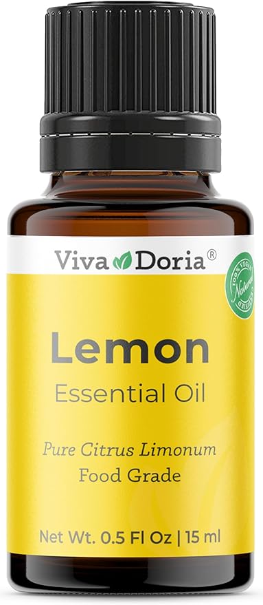 Viva Doria Lemon Essential Oil, 100% Pure, Natural Lemon Essential Oil, Undiluted, for Aromatherapy | Food Grade, 15 mL (0.5 Fluid Ounce)