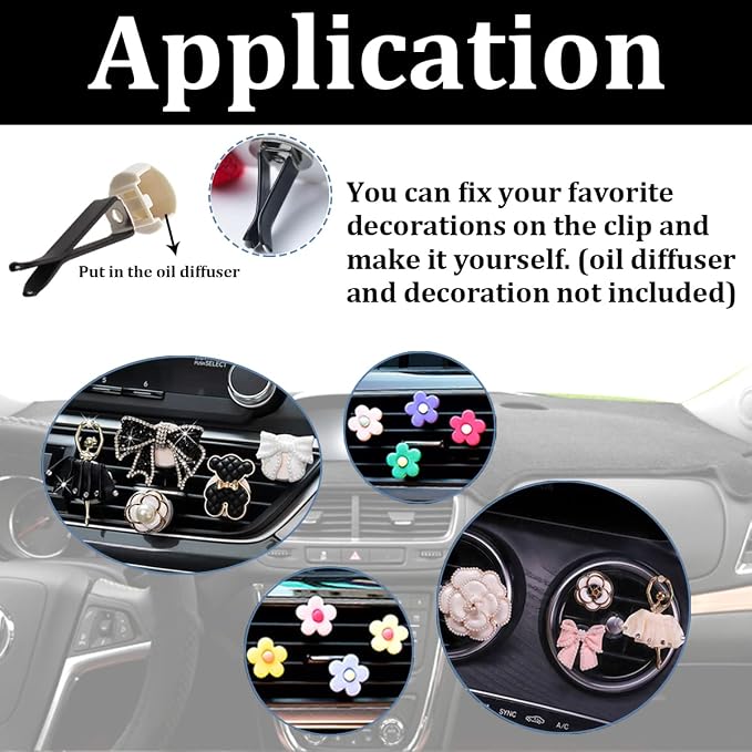 Dianrui 60 PCS Black Square Head Car Vent Clips,9mm Auto Air Conditioner Outlet Clips with 1 Storage Box, Air Freshener Vent Clips for Car Office Home