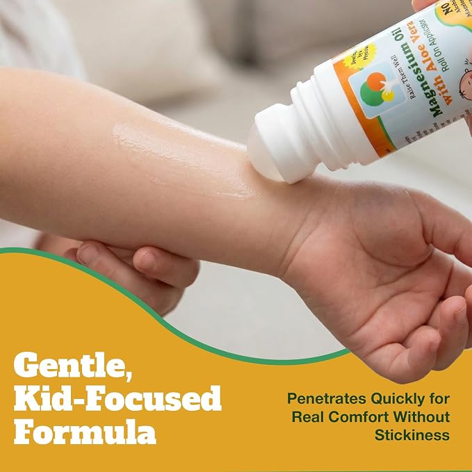 Magnesium Oil Roll-On for Kids with Aloe Vera for Muscle Relaxation & Joint Relief, Fast-Absorbing Topical, Soothing Formula for Sore Muscles, Tension & Cramps, Natural Calm Support, 3 fl oz