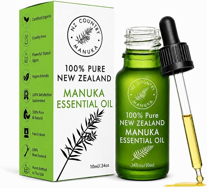 100% Pure New Zealand Manuka Oil | Organic Essential Oil | 35x Stronger Than Tea Tree | Natural Skin Care | Toenail Treatment | Diffuser | Aromatherapy | Nails | Hair | Skin | Lips