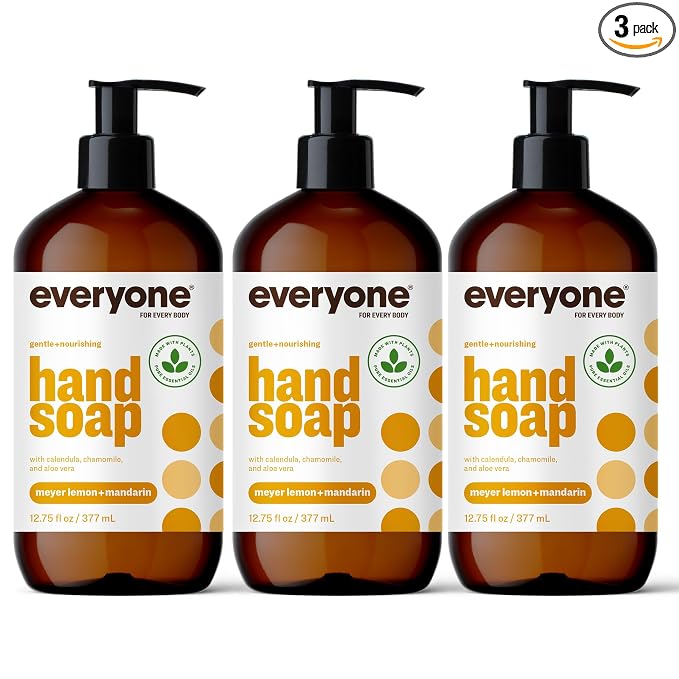 Everyone Liquid Hand Soap, 12.75 Ounce (Pack of 3), Meyer Lemon and Mandarin, Plant-Based Cleanser with Pure Essential Oils