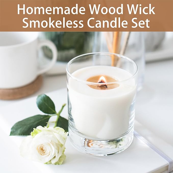 301Pcs Wood Wicks for Candles Making,Wooden Candle Wicks,with Trimmer Natural Crackling Wooden Wicks for DIY Candle Making