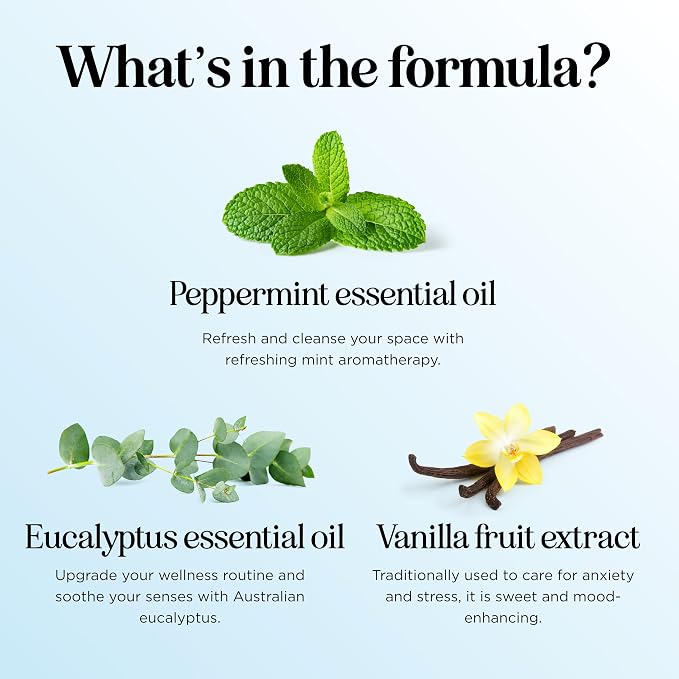 Mint Essential Oil Blend for Diffuser - Refreshing Mint Oil Diffuser Essential Oils with Cooling Peppermint Spearmint Bergamot and Eucalyptus Oils - Pure Aromatherapy Oils for Diffuser