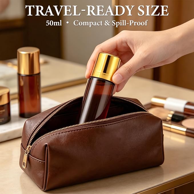 2 Pcs Rose Quartz Roller Bottles, 50ml Refillable Roll On Bottles with Natural Crystal Roller Balls, Quartz Roller Ball Glass Bottle for Oils, Leak-Proof Travel Kit