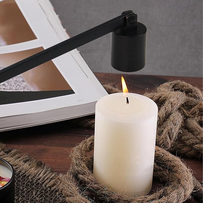 Flylin Candle Snuffer, Stainless Steel Elegant Candle Extinguisher with Long Handle, Straight Tube Candlesnuffers Extinguish for Tea Light Candles Fireplace Church Wedding Candle (Black)