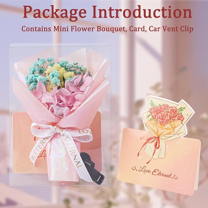 Small Bouquet Car Air Freshener Vent Clips Mini Fresh Flower Bouquet Air Conditioning Outlet Perfume Clip Decoration Essential Oil Diffuser Vent Clip Auto Interior Accessories for Car Decor