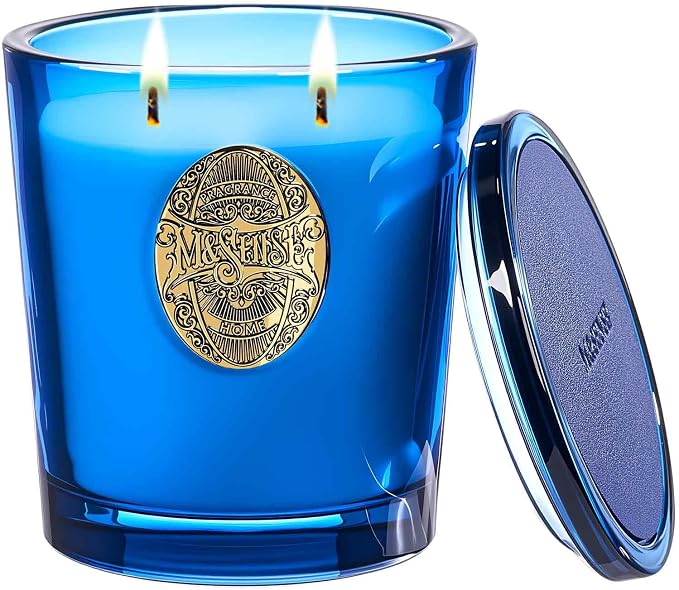 M&SENSE Large Two-Wick Summer Soy Candle | Peace & Blue | 19.8 oz, 120H Burn Time | Luxury Scented Candle for Relaxation, Gifting, Home Décor | for Bedroom, Office, Party