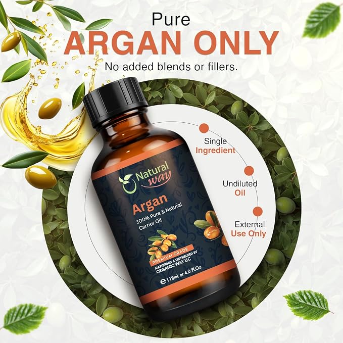 Argan Carrier Oil for Face, Hair, Nails and Dry Skin | Natural Aroma Oil for Home Fragrance, DIY Beauty Blends & DIY Candle Making, Long Lasting Scent for Office, Bedroom Scent 4 Fl Oz (120 mL)