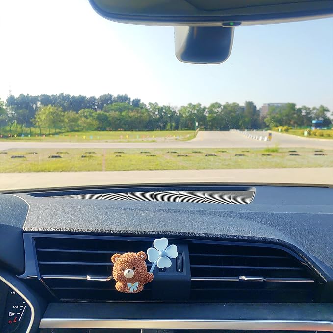 Cute Car Air Freshener Vent Clips, 3D Animal with Mini Fan Diffuser Vent Clip, Air Conditioning Decoration Car Accessories for Women and Men