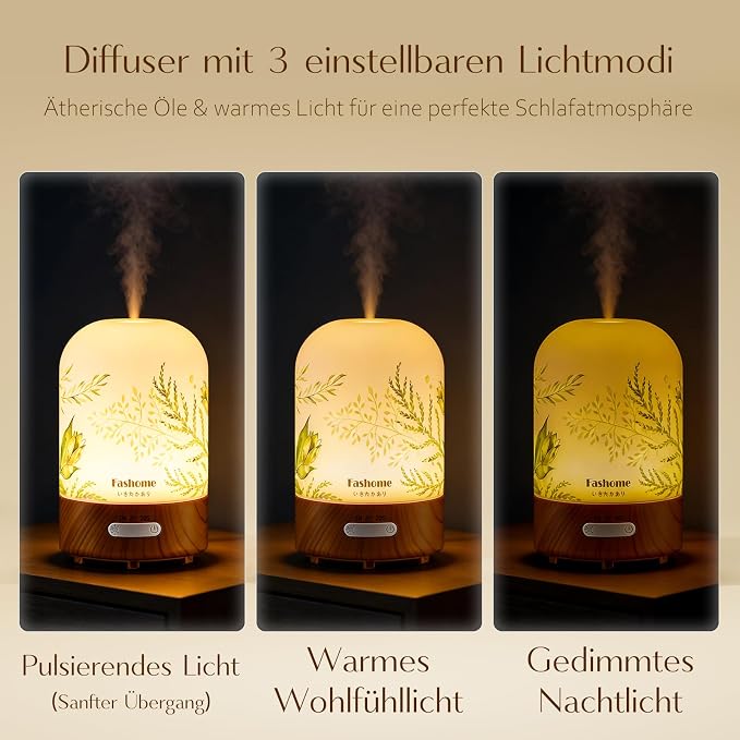 Essential Oil Diffuser, Hand Blown Glass Aromatherapy Diffuser, Ultrasonic Cool Mist Scent Aroma Humidifier, Diffuser Oil Machine Whisper Quiet with Auto Shut-Off for Home Bedroom Office(<25dB)