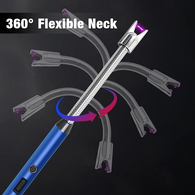8 Pack Candle Lighter Electric Rechargeable Flameless Arc Lighters Flexible Neck USB Plasma Long Lighter for Candles BBQ Grill Camping Birthday Fireworks