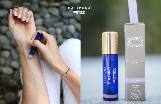 BALIPURA - Crystal Aura Roll On - Birthing Natural Essential Oils - Moonstone, Amethyst Gemstones & Crystals - Essential Oil Blends - 0.34fl.oz