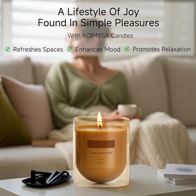 Coffee Scented Aromatherapy Candle, Cozy Warm Soy Wax Candle Birthday Gifts for Women Men Mom Her Friends Wife Husband