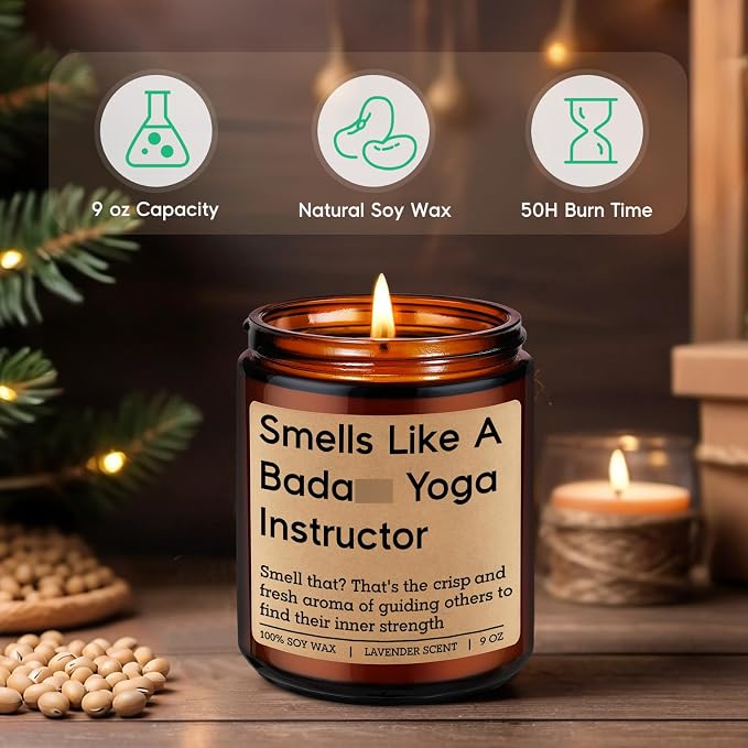 GSPY Scented Candle - Yoga Instructor Teacher Gifts, Yoga Gifts for Women, Men - Funny Meditation, Zen, Birthday, Christmas, Appreciation Ideas for Yogis, Yogic Lovers, Wellness Coach, Friend, Mom