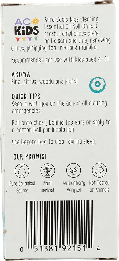Aura Cacia, Aromatherapy Roll On Kids Clearing, 0.31 Fl Oz