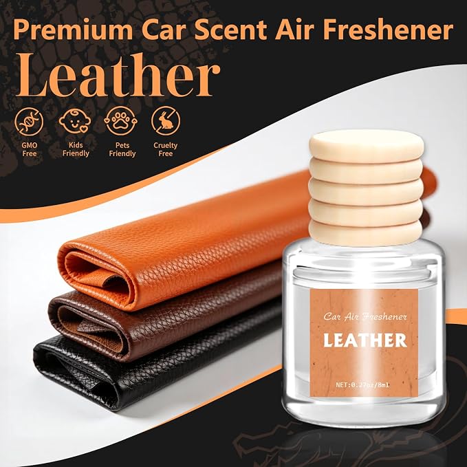 AROIC Hanging Car Air Freshener - 6 Pack Luxury Leather Scent Air Freshener Set, Long-Lasting Natural Essential Oil Fragrance Diffuser Eliminates Odors,Ideal Business Gift for Car Accessories Unisex