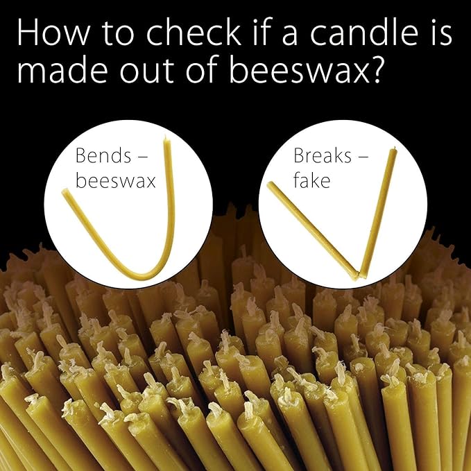 Danilovo Pure Beeswax Candles - Honey-Scented, Decorative Thin Taper Candles - Ideal for Birthday Decoration or Church Prayers - Drip Free, Tall & Smokeless Pack of 500 pcs, 6.3 x 0.2 inch
