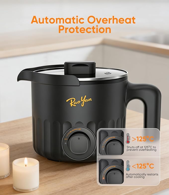 RAOYAN 1.5L Electric Wax Melter with Pouring Spout, Nonstick Large Capacity Wax Melting Pot for Candle Making, DIY Candle Making Supplies Kit for Beginners and Adults - Black