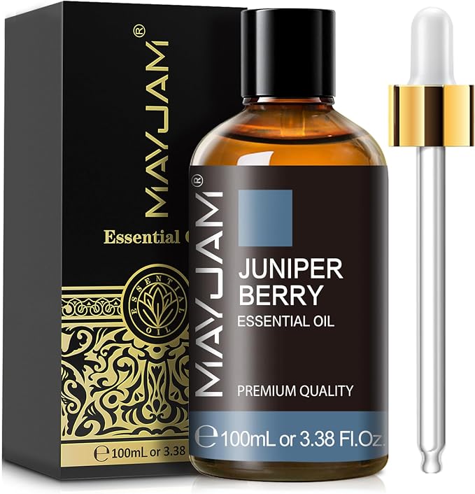 Juniper Berry Essential Oil, MAYJAM Pure Juniper Berry Oil Juniper Oil for Diffusers, Soap Candle Making, 3.38FL.OZ/100ML Essential Oils with Premium Glass Dropper