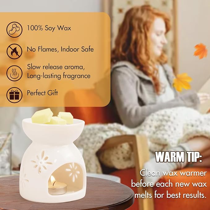 SCENTORINI Wax Melts, Summer Scented Wax Melts, Vanilla & Coconut, Apple & Cinnamon, Pumpkin, Mint & White Jasmine, Winter Cedarwood, Black Pomegranate, Mediterranean Fig, 8x2.5 oz