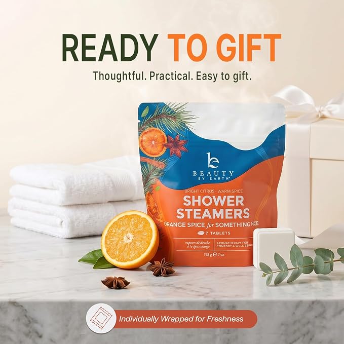 Shower Steamers Aromatherapy - USA Made with Natural Ingredients, Relaxation Gifts for Women & Men, Self Care Spa Day Essentials, Large Shower Tablets with Orange & Fir Essential Oil