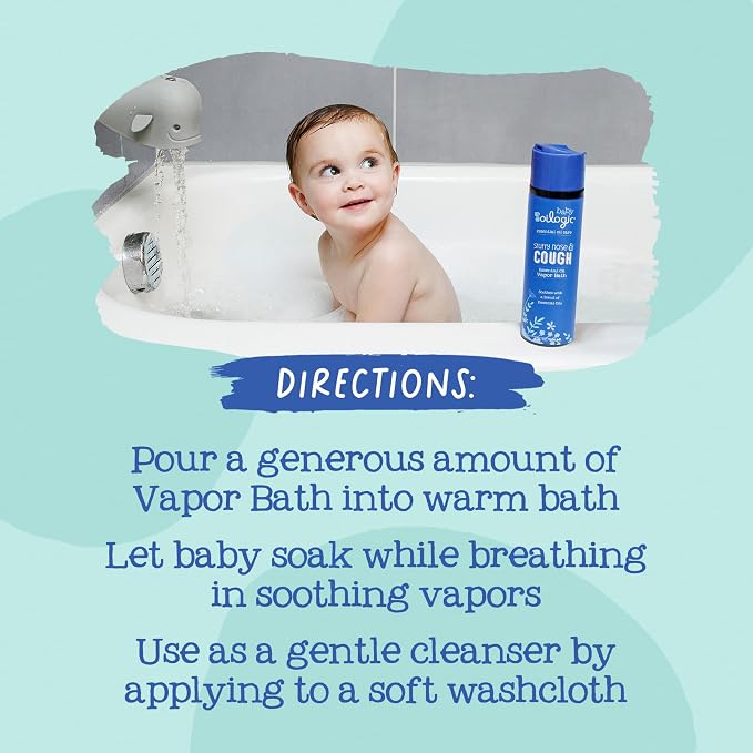Oilogic Stuffy Nose and Cough Vapor Bath Relief for Babies & Toddlers, Essential Oil Breathe Blend - Pediatrician & Dermatologist Tested Formula Naturally Soothes with Essential Oils- 266ml (9 fl oz)