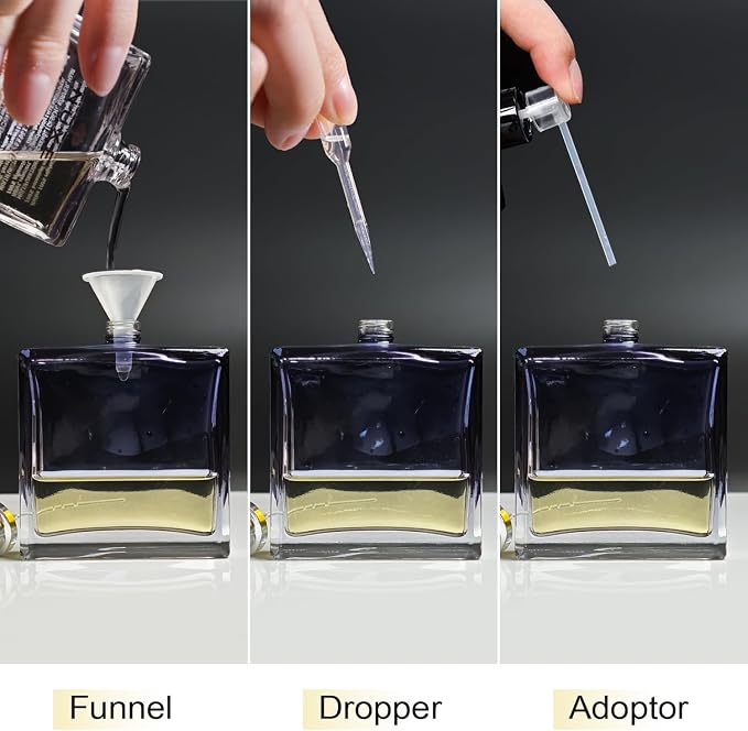 50ml/1.7 Oz Glass Spray Bottle Perfume Atomizer,Perfume Bottles Empty Travel Refillable Spray Bottle with 3 Kinds of Dispenser (50ml)