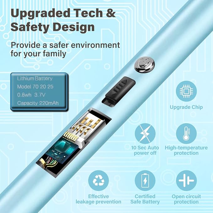Electric Candle Lighter Windproof USB Rechargeable Flameless Long Neck Lighter for Candles Gas Stove Fireplace BBQ Kitchen Grills (Sky Blue)