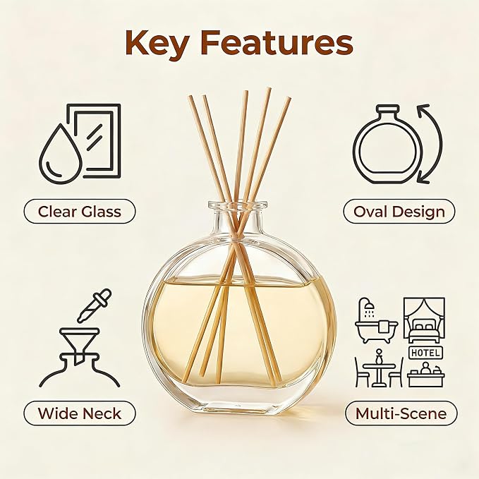 1Pcs 150ml/5oz Empty Refillable Clear Glass Diffuser Bottles Aromatherapy Jar Container Fragrance Accessories Use for DIY Replacement Reed Diffuser Sticks Sets Essential Oils Crafts Decor