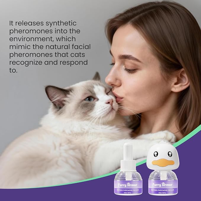 Cat Calming Pheromone Diffuser (1 Diffuser + 2 Refills) for Multi-Cat: 60-Day Supply, 30-Day per Refill, Odorless, Reduces Fighting/Spraying/Scratching, Leak-Free | 60-day supply, saves 20% vs two 1+1, 2 refills+1 diffuser, perfect for 1-2 cats, 24/7 c...