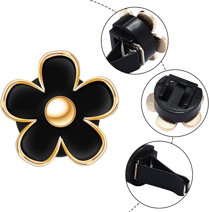 Frienda 6 Pcs Daisy Flower Air Vent Clip Accessories Air Conditioning Outlet Clip Car Air Freshener Dashboard Accessories Charm Car Inter Decor(2.5 cm, 3 cm, 3.3 cm,Black)