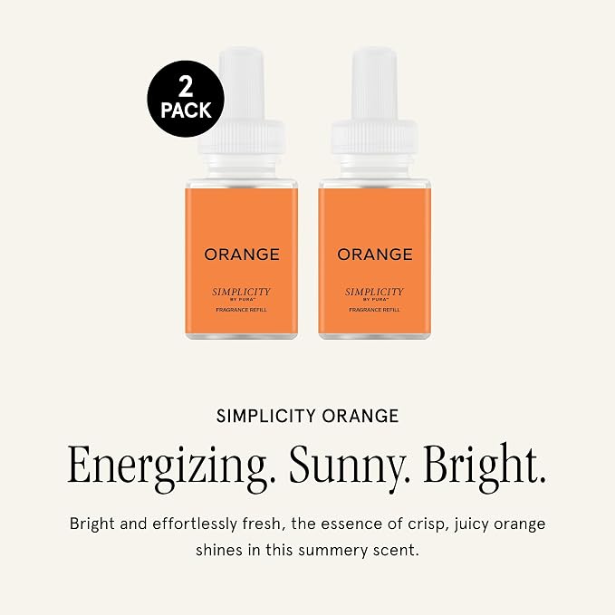 Pura & Simplicity Home Scent Refill - Smart Air Diffuser - Long-Lasting Luxury Fragrance per Refill - Home Essential - Clean & Safe Diffuser Fragrance - 2 Pack, Orange