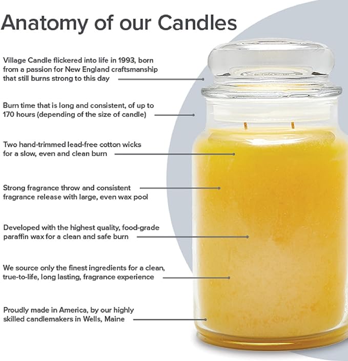 Village Candle Orange Cinnamon Large Glass Apothecary Jar Scented Candle, 21.25 oz, 21 Ounce (Pack of 6)
