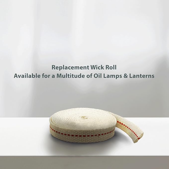 Light of Mine - 1/2" Inch 6' Foot, 100% Cotton Flat Wick - 6 Pack, for Paraffin Oil, Kerosene Based Lanterns, and Oil Lamps with Genuine Red Stitch (1/2" - 6' Roll, 6 Pack)