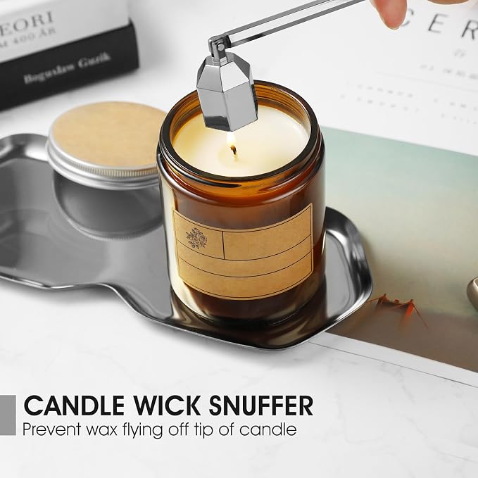 PATOISE 3-in-1 Candle Accessory Set, Wick Trimmer, Candle Snuffer, Wick Spoon, Stainless Steel Material Perfect for Candle Lovers (Silver)
