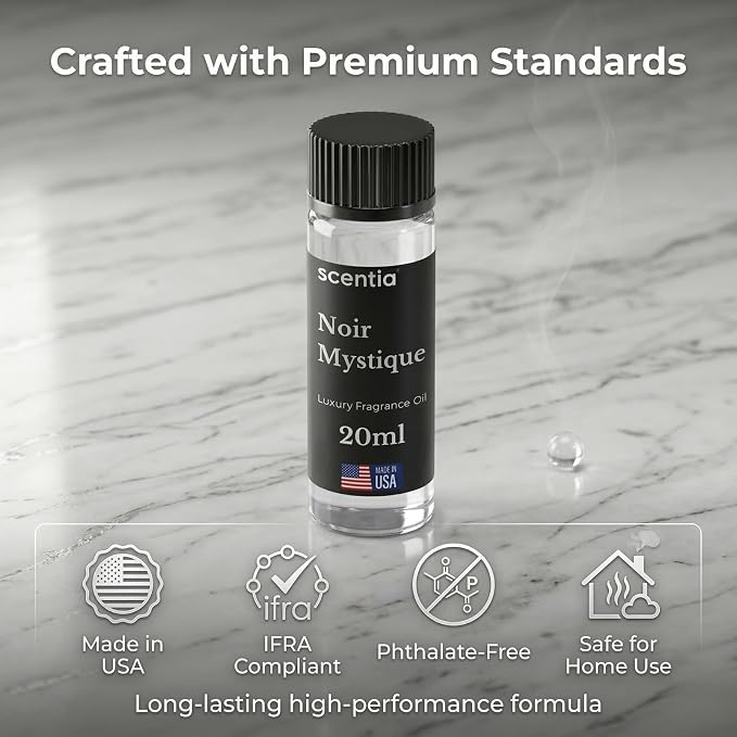Scentia Noir Mystique Aromatherapy Oil for Diffuser – Hotel Scent Inspired by Edition Hotel – 20 mL – Rose, Bergamot & Musk Natural Fragrance Oil for Waterless & Cold Air Diffusers, Made in USA