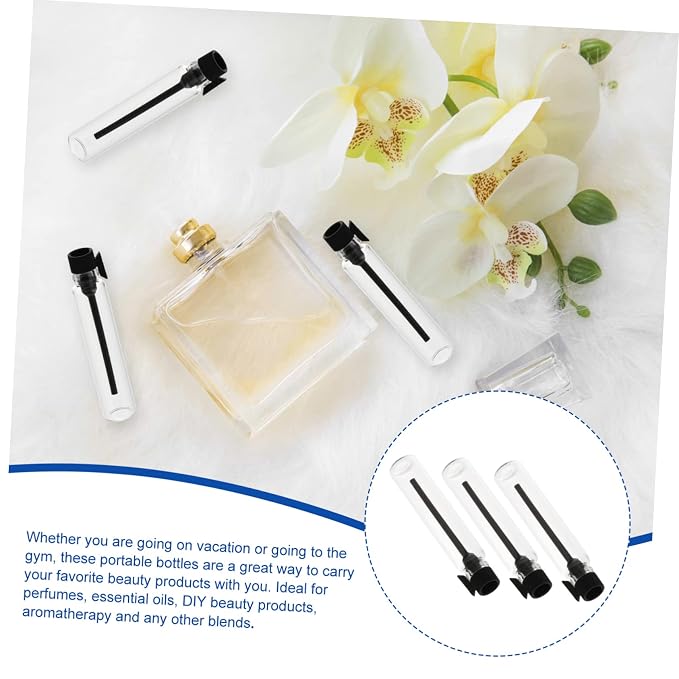 Ipetboom 50pcs Portable Essential Oil Glass Bottles Mini Travel Vials for Aromatherapy Diy Fragrances and Storage Reusable Containers for Home and Travel
