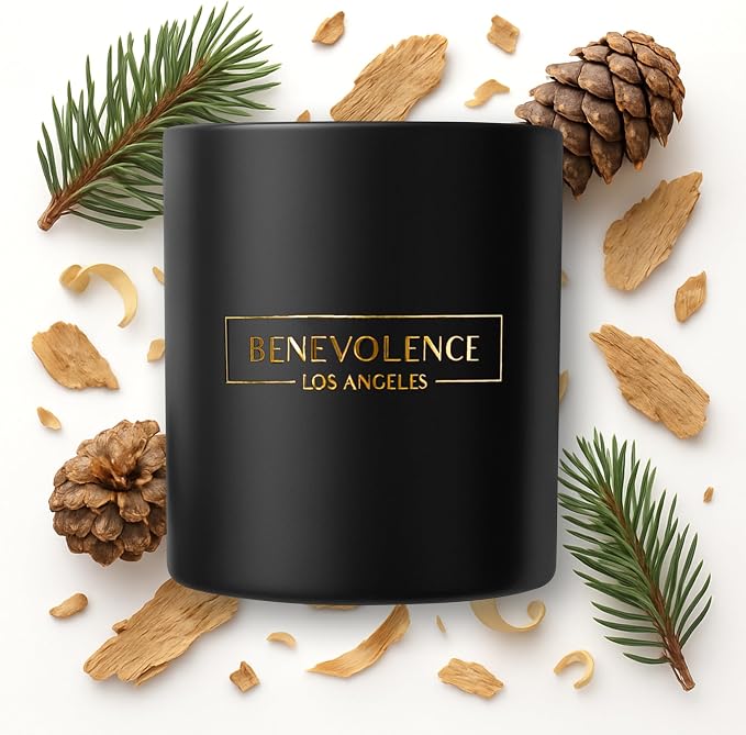 Benevolence LA Premium Pine Wood Scented Candle – Long-Lasting, 45-Hour Burn – Luxury Natural Soy Candle for Home – Aromatherapy & Room Decor – 8oz
