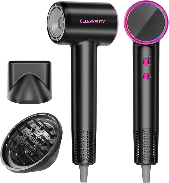 Hair Dryer Blow Dryer with Magnetic Diffuser & Nozzle, 110000 RPM Brushless Motor Ionic Hairdryer for Fast Drying & Frizz Control, Lightweight Low Noise Blowdryer for Home Travel Salon, All Hair Types