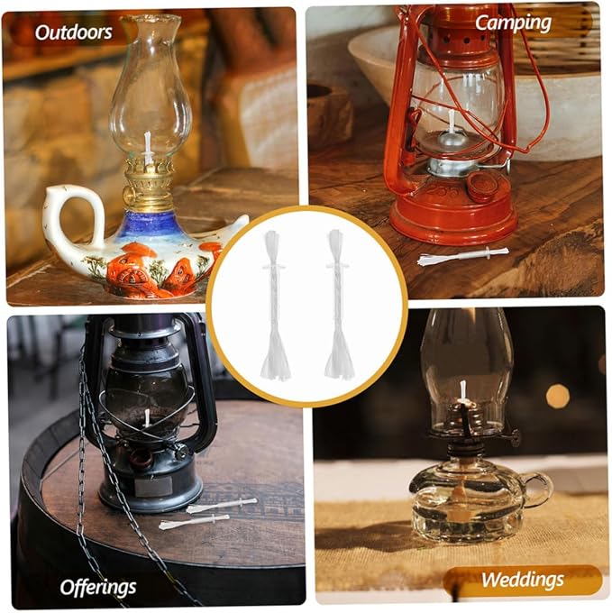 INOOMP 4 Pcs Cotton Wick Tube Holder Oil Lamp Wick Replacement for Lanterns Temple Offerings Wedding Decor Camping Light Hot Pot Cooking Candle Lamp Making Supplies