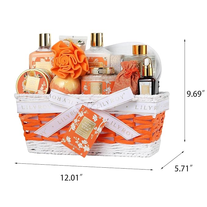 Spa Gifts Bath Skin Care Set - Luxurious Vanilla Spa Gift Baskets for Women
