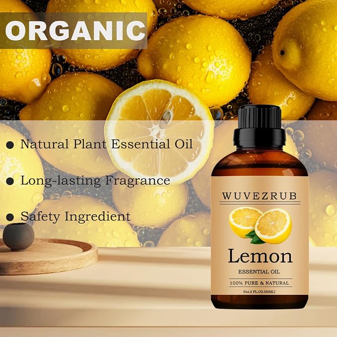 Lemon Essential Oil - 60ML, 100% Pure and Natural for Aromatherapy Diffuser - 2 Fl Oz